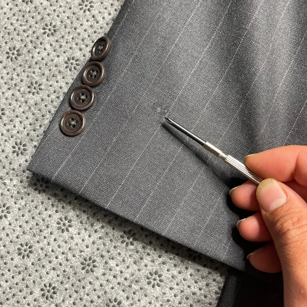 Brooks Brothers 346 Grey Pinstripe Suit 44L Blazer 34x33 Pleated Pants‎ Wool